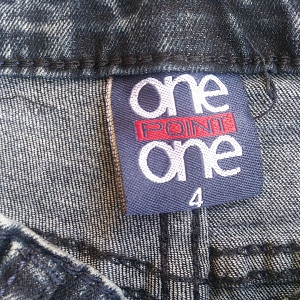 One Point Acid Wash Girls Size 4 Moto Jeans - Picture 4 of 6